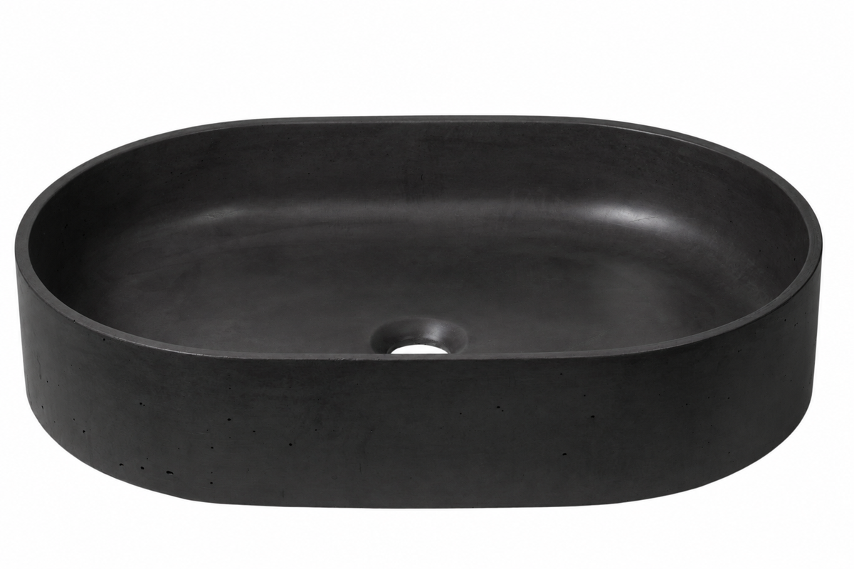 Bribri concrete sink in Carbon on white — color visualization