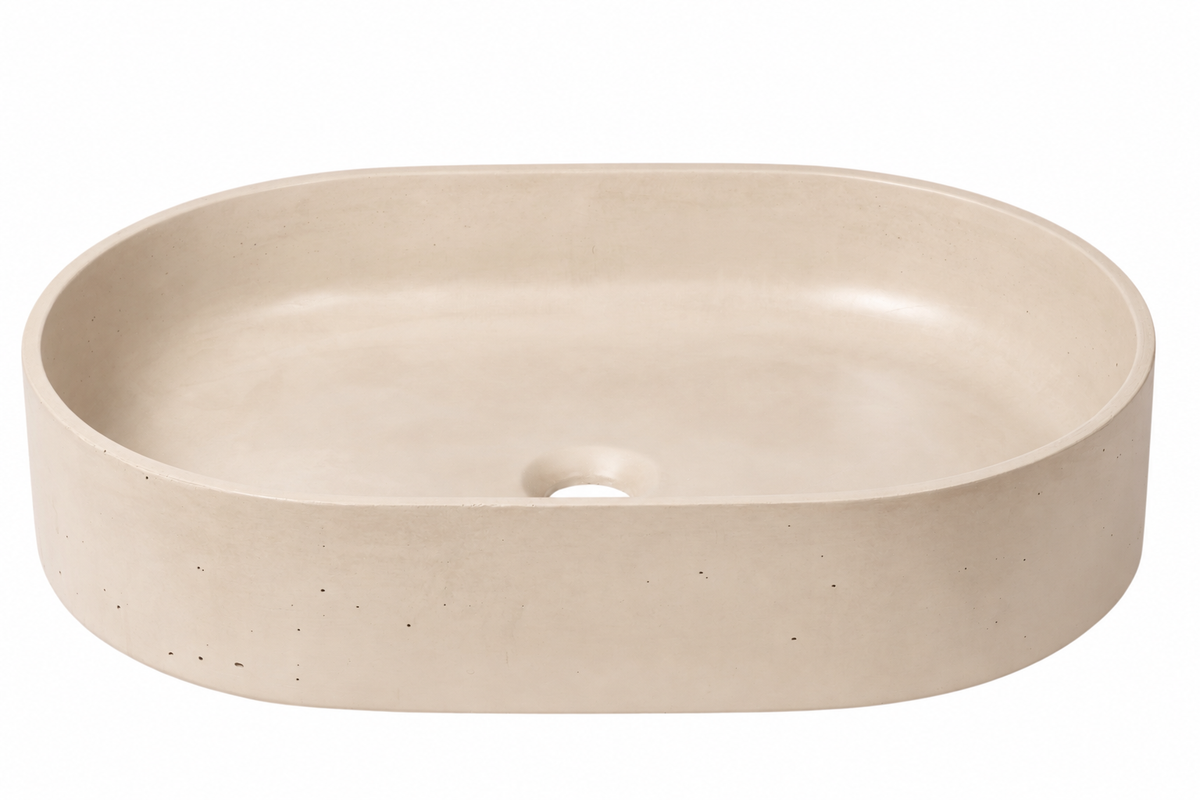 Bribri concrete sink in Hueso on white — color visualization
