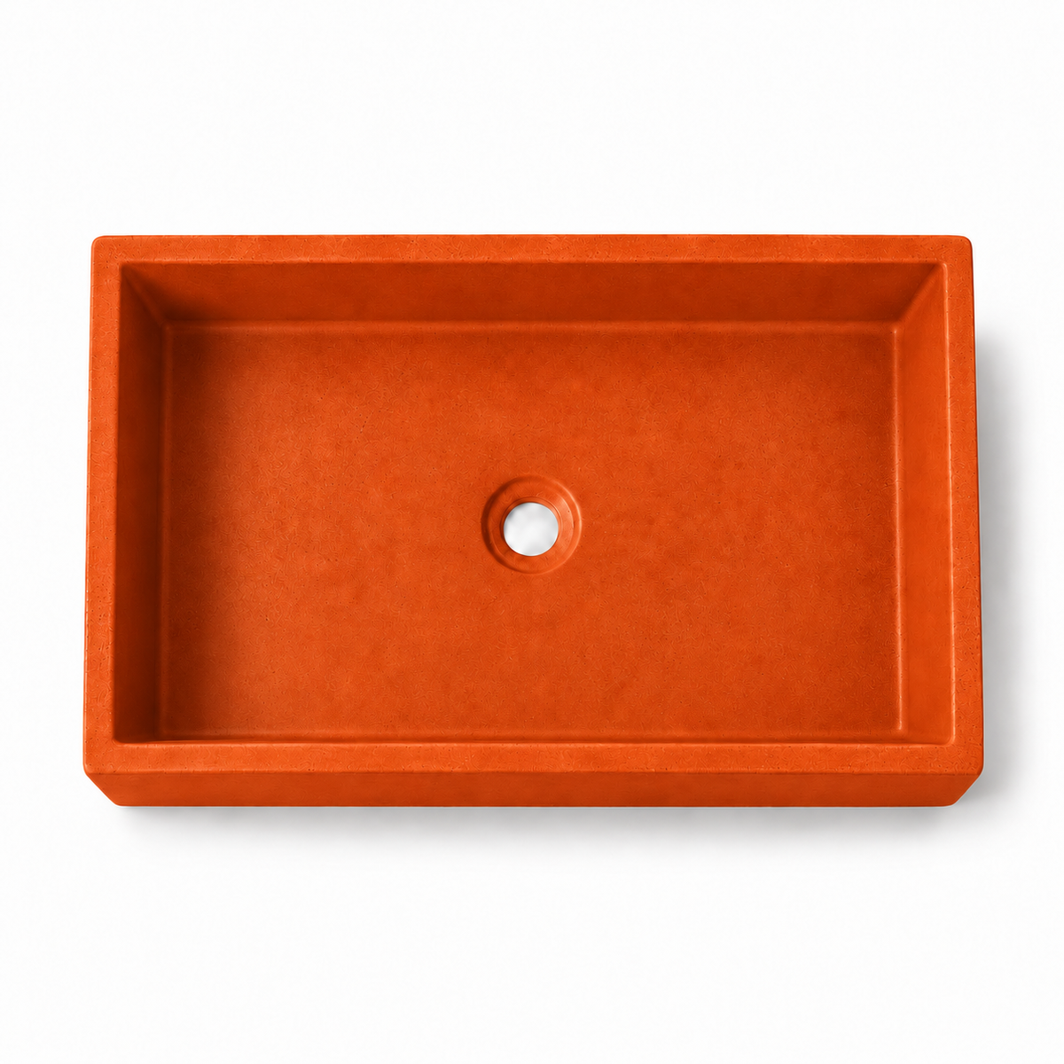 Bribri concrete sink in Papaya, corrected deep top view