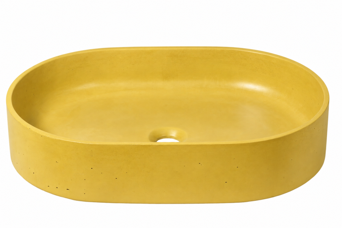 Bribri concrete sink in Sol on white — color visualization
