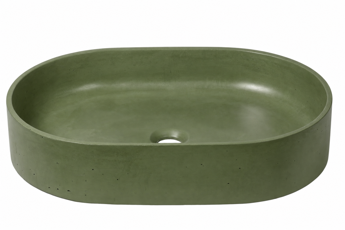 Bribri concrete sink in Verde on white — color visualization