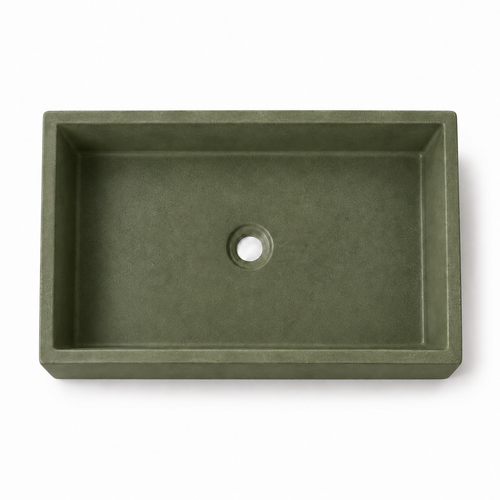 Bribri concrete sink in Verde, corrected deep top view