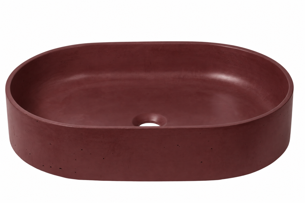 Bribri concrete sink in Vino on white — color visualization