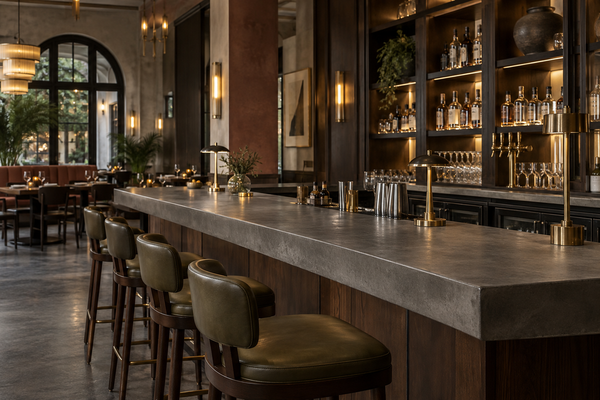 Custom concrete hospitality bar top