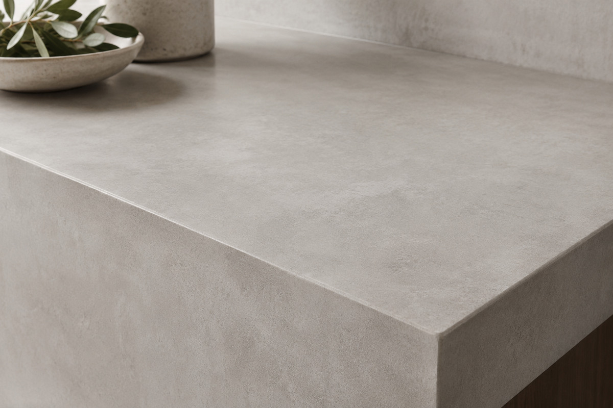 Refined architectural concrete countertop edge