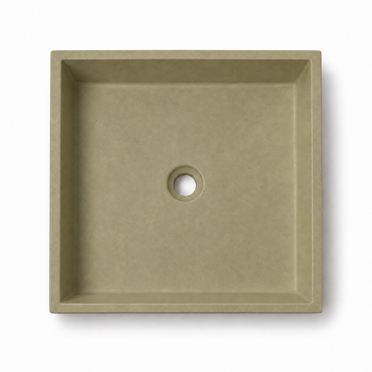 Cuadra concrete sink in Musgo on white — color visualization