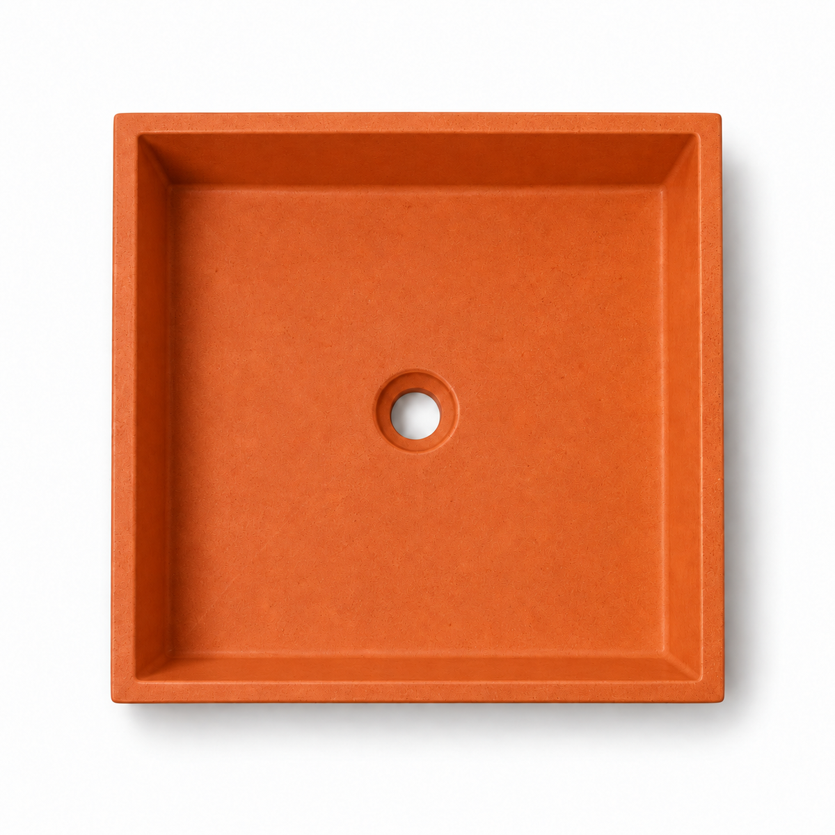 Cuadra concrete sink in Papaya on white — color visualization