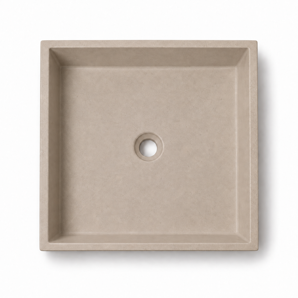 Cuadra concrete sink in Piedra on white — color visualization
