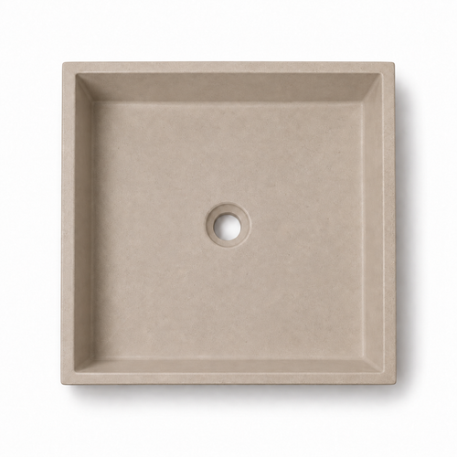 Cuadra concrete sink in Piedra on white — color visualization