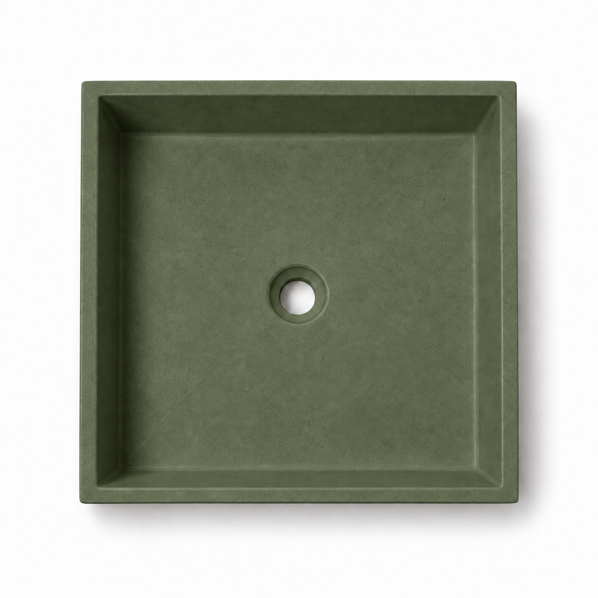 Cuadra concrete sink in Verde on white — color visualization
