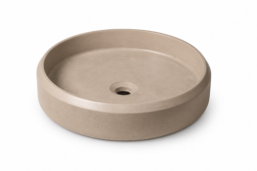 Lenca concrete vessel sink in Piedra on white — color visualization